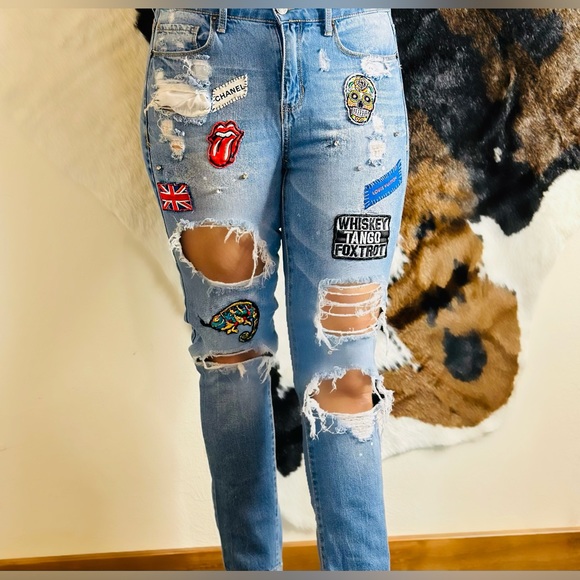 ‼️‼️ORIGINAL PATCHED JEANS CREATED 15 YEARS AGO‼️ SOLD‼️‼️ - Picture 1 of 2